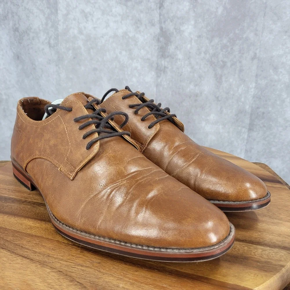Goodfellow Oxford Shoes Mens 12 Brown Faux‎ Leather  Dress Shoes F317004